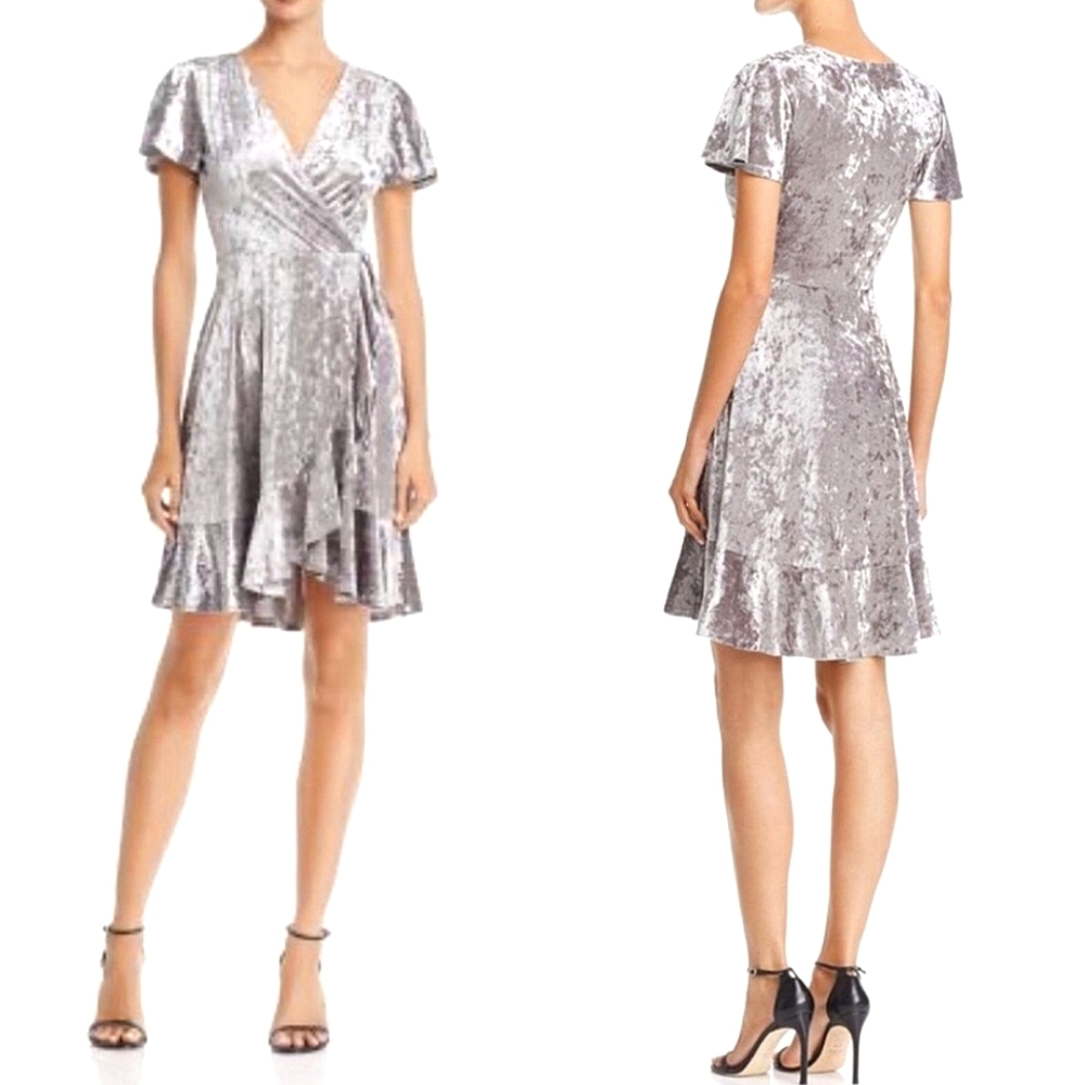 Metallic Crushed Velvet Wrap Dress - Aqua Nordstrom